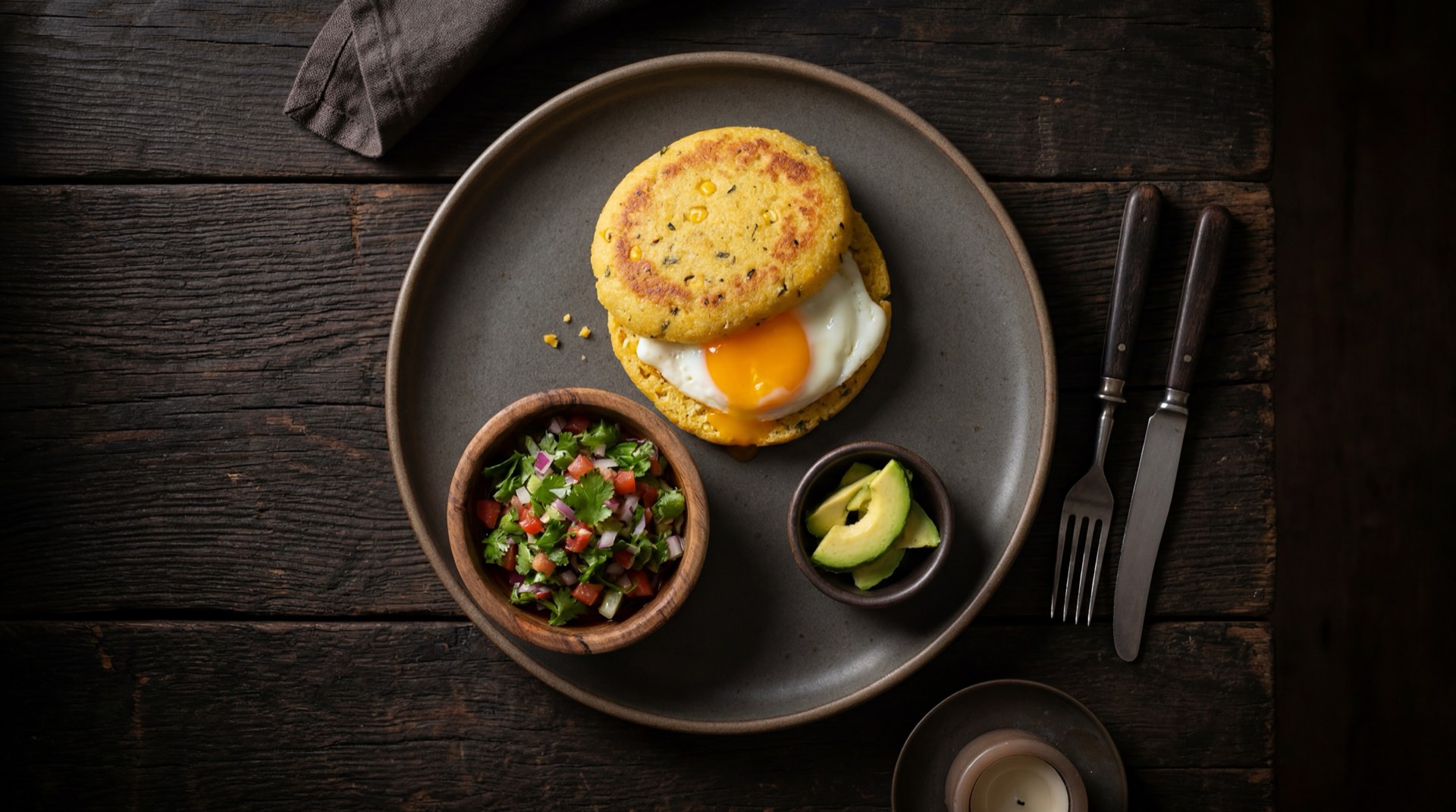 Arepa de huevo cartagenera saludable version ligera con menos masa de maiz blanco precocido y mas vegetales frescos relleno visible