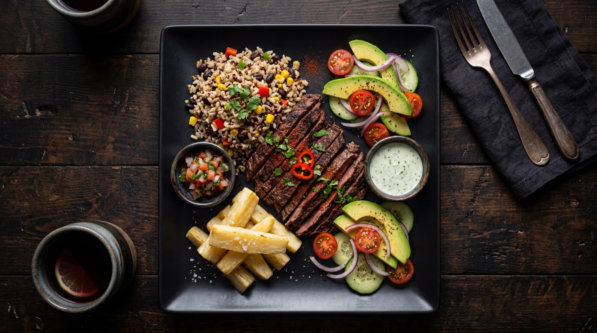 Version saludable de carne oreada santandereana asada a la parrilla sin aceite con menos sal y acompanada de ensalada verde fresca