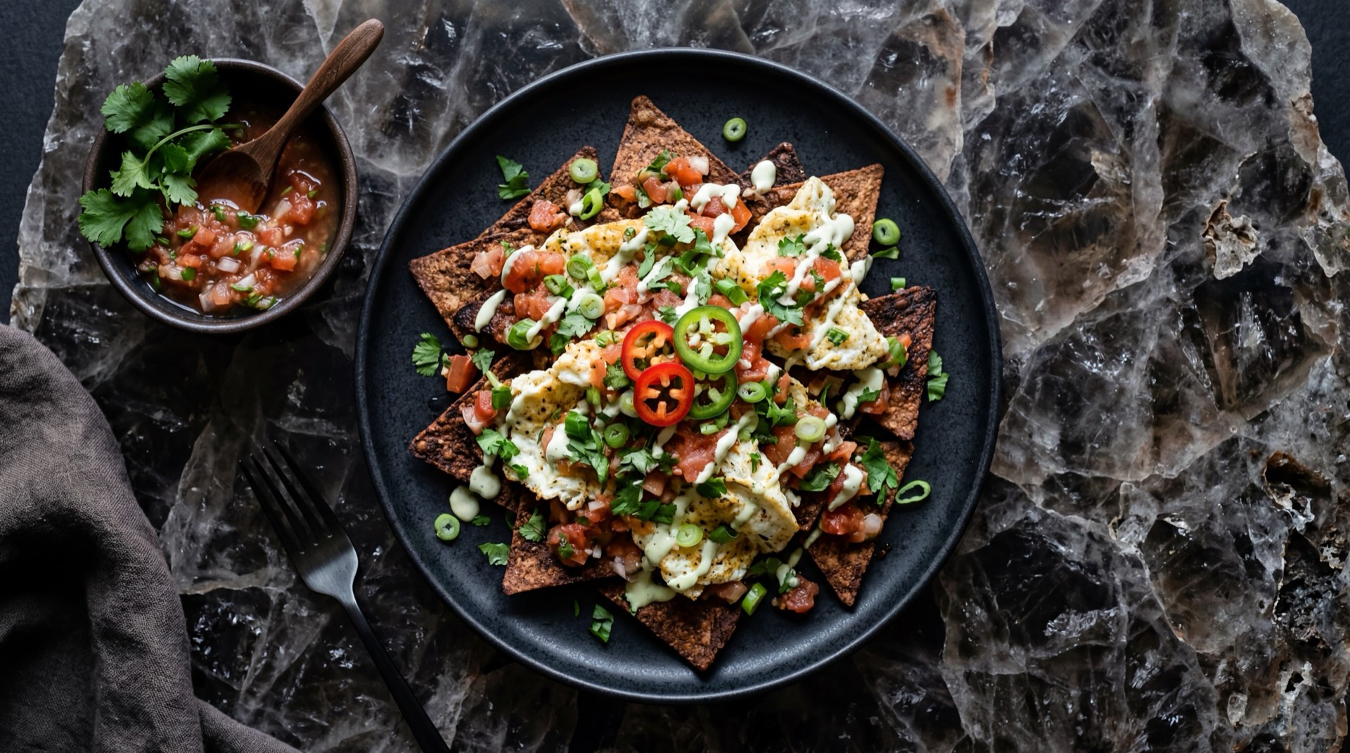 Chilaquiles mexicanos version saludable con totopos de tortilla de maiz horneados sin freir y yogurt griego natural