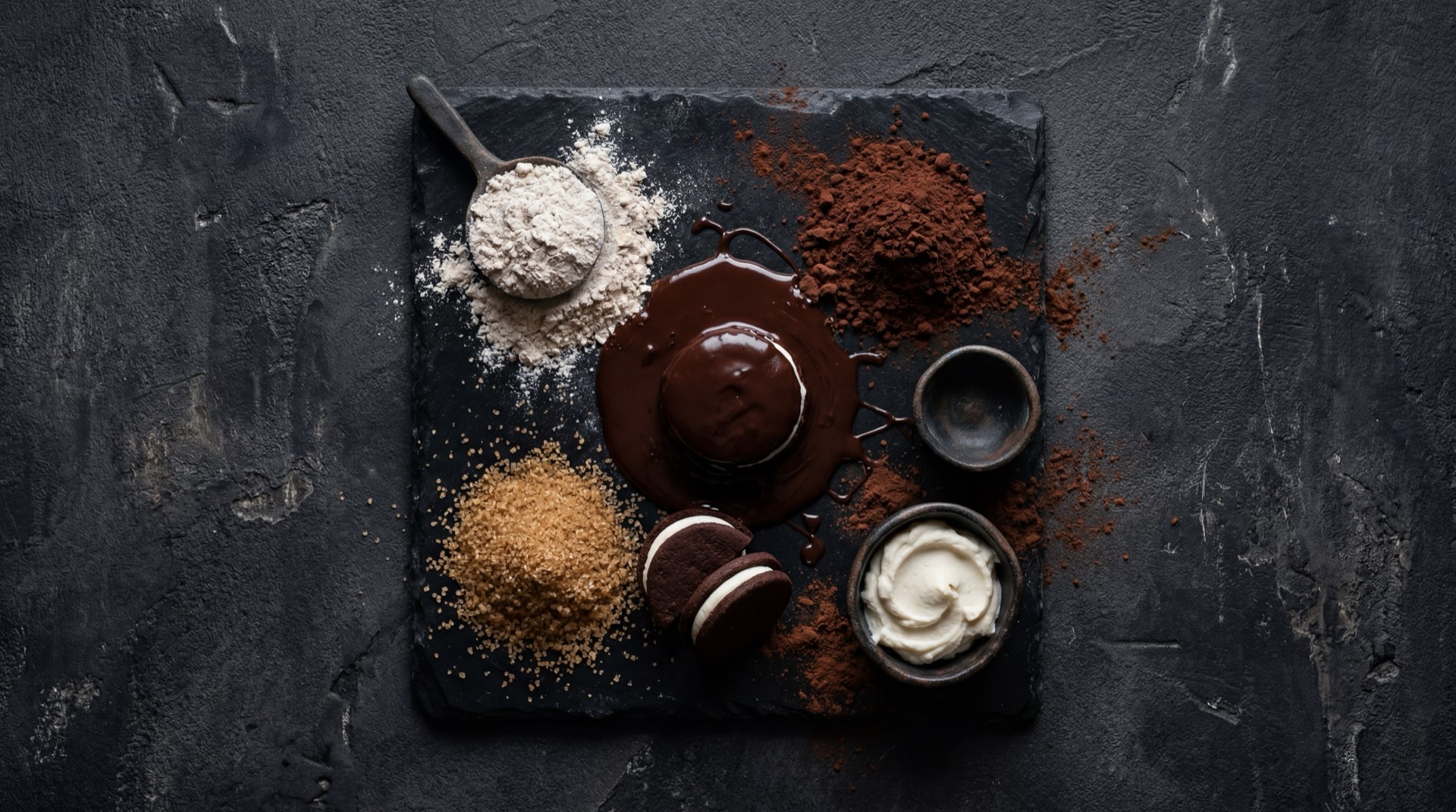 Choco Break abierto mostrando las capas internas de galleta crujiente tipo wafer y la cobertura externa de chocolate con leche de Colombina, con trozos de cacao tostado y harina de trigo al lado