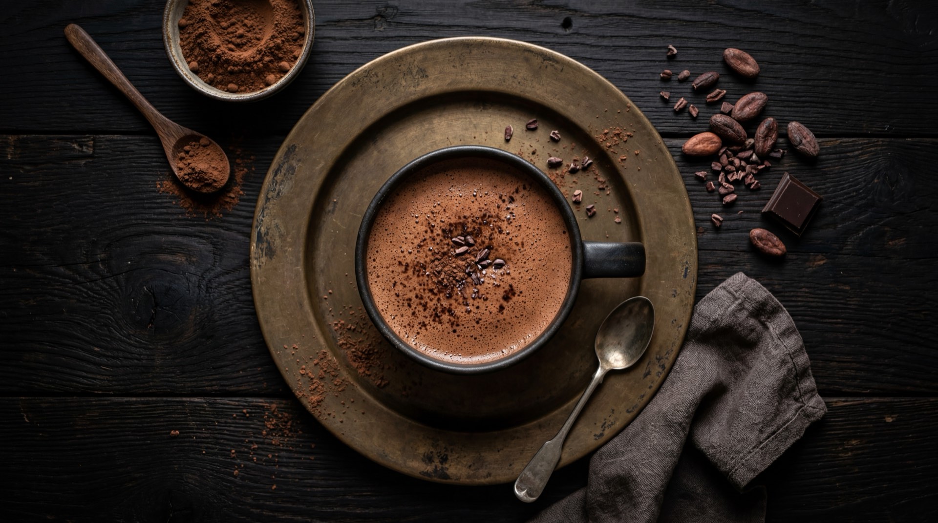 Alternativa saludable: chocolate caliente con Cocoa Corona preparado con leche de almendras sin azucar y endulzante natural stevia