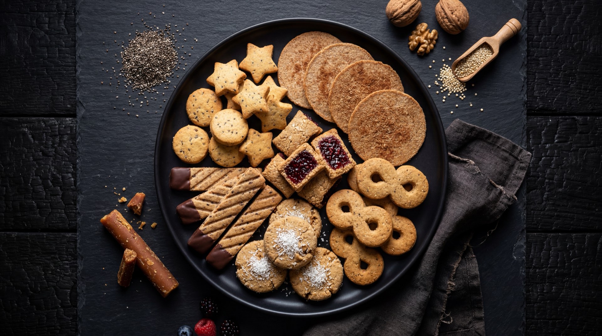 Version saludable de colaciones caseras con harina integral de trigo y azucar de coco, galletas redondas doradas