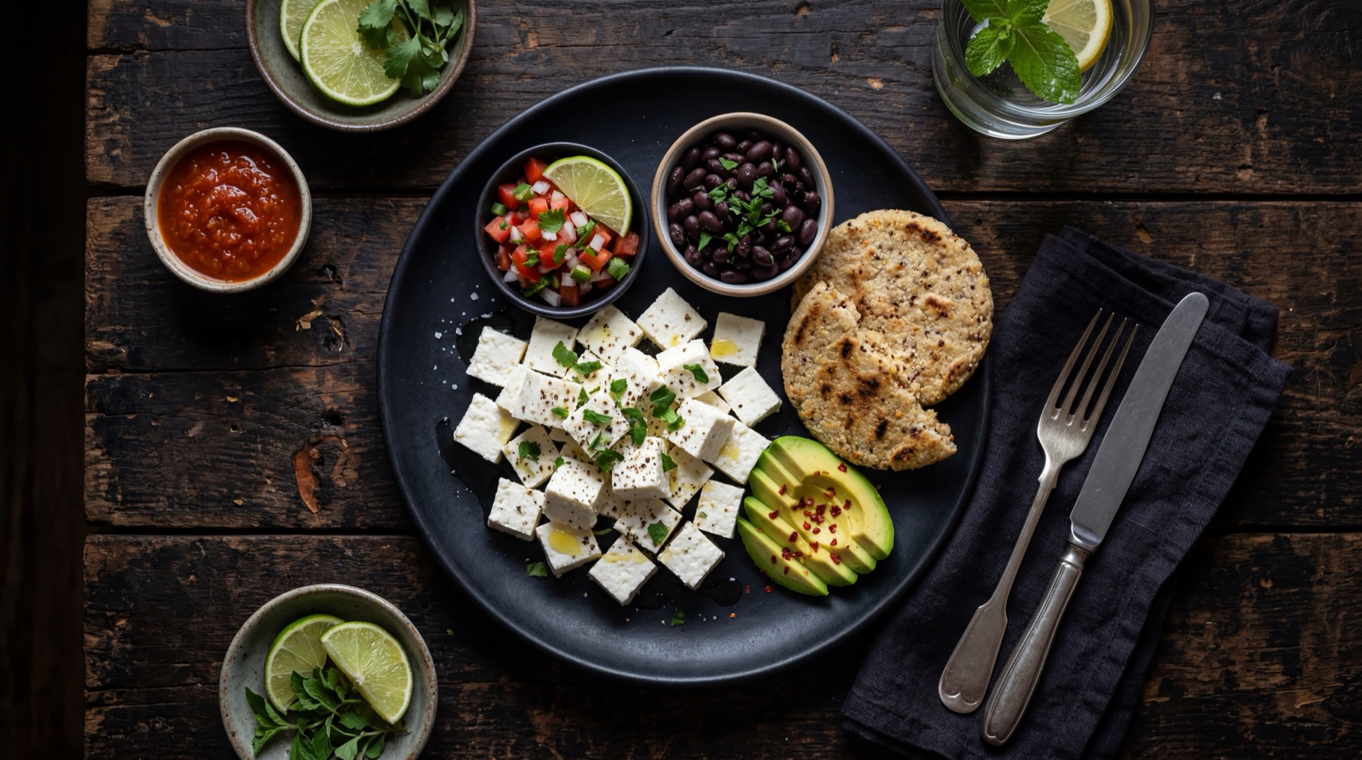 Cuajada colombiana fresca version saludable sin melao servida con frutas frescas y miel de abejas natural