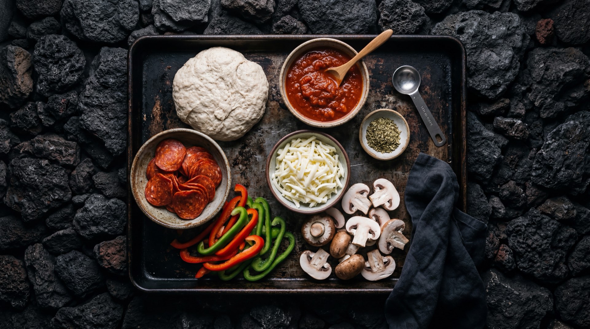 Ingredientes de la pizza Domino's Colombia: masa de harina de trigo, salsa de tomate natural, queso mozzarella rallado fresco, rodajas finas de pepperoni, oregano seco