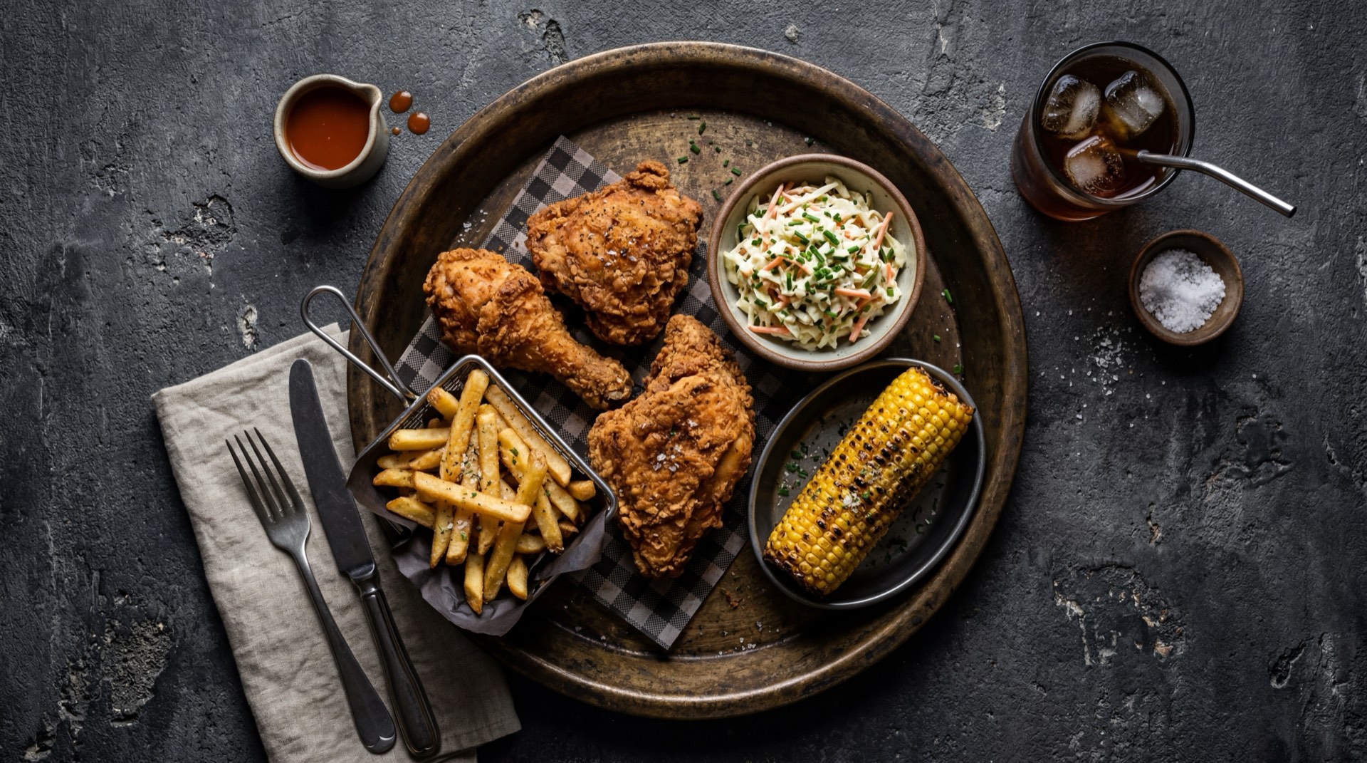 Ingredientes del pollo frito estilo Frisby: presas de pollo entero fresco, harina de trigo para todo uso, maicena, huevos frescos batidos, suero costeno, ajo en polvo, pimenton rojo dulce, oregano seco, sal gruesa y pimienta negra molida