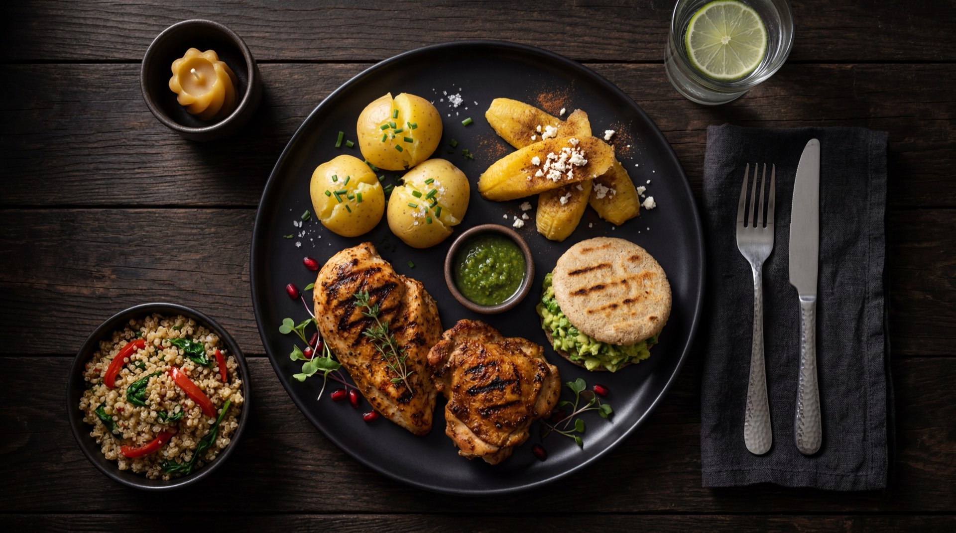 Combo de pollo asado estilo Kokoriko version saludable: pechuga sin piel con ensalada abundante y media porcion de arroz integral