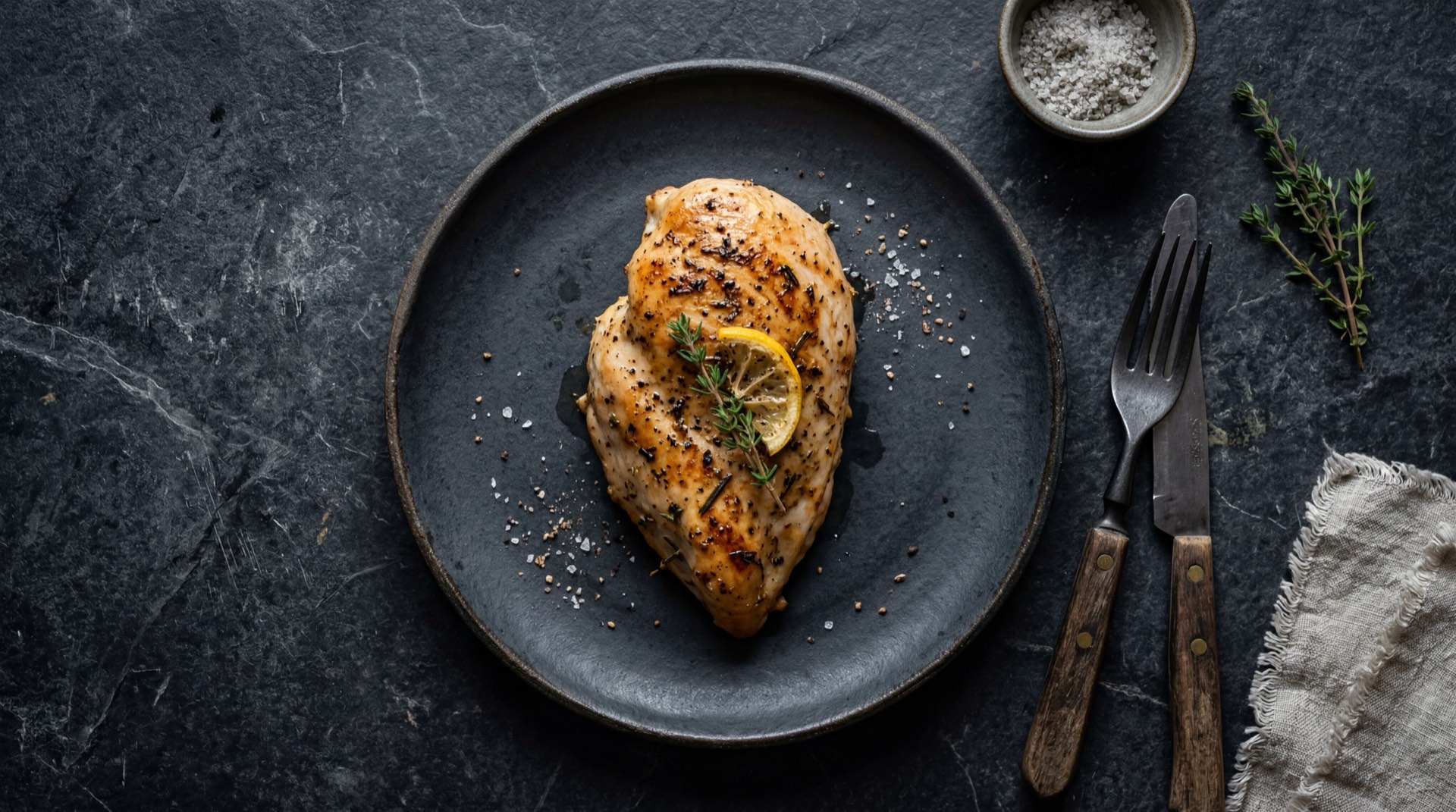 Pollo asado sin piel con ensalada verde fresca y limon, version baja en calorias del pollo estilo Kokoriko