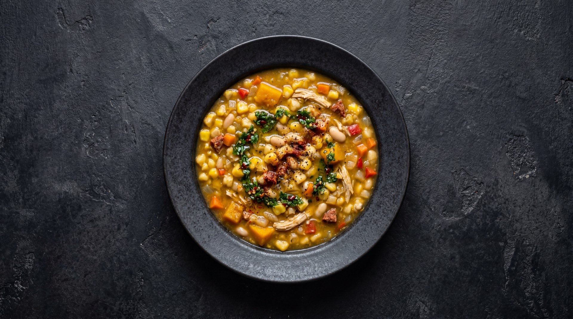 Locro argentino version liviana sin panceta ni chorizo colorado, con mas zapallo anco y porotos pallares