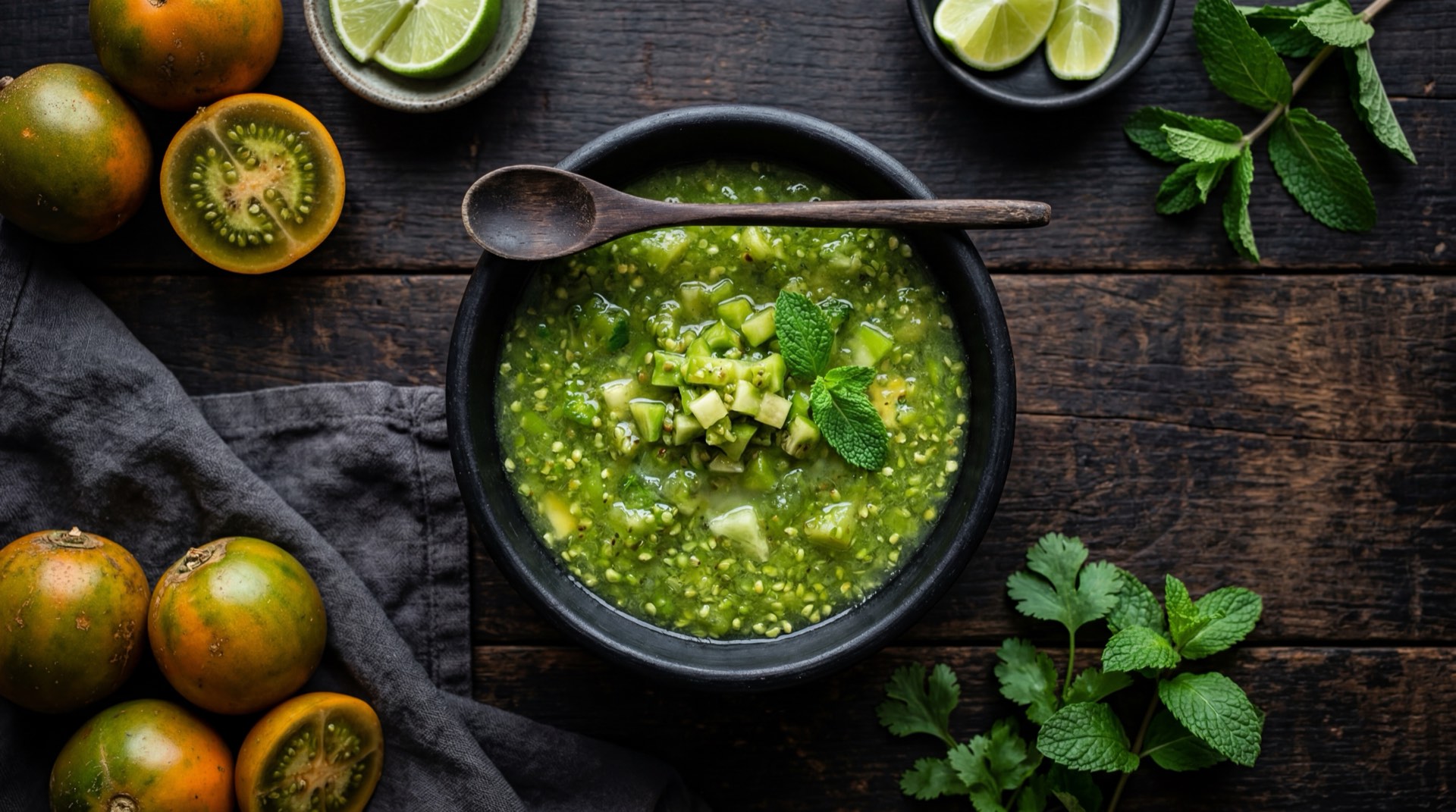 Lulada calena version saludable sin azucar con stevia y trozos de lulo fresco en vaso de vidrio transparente con hielo