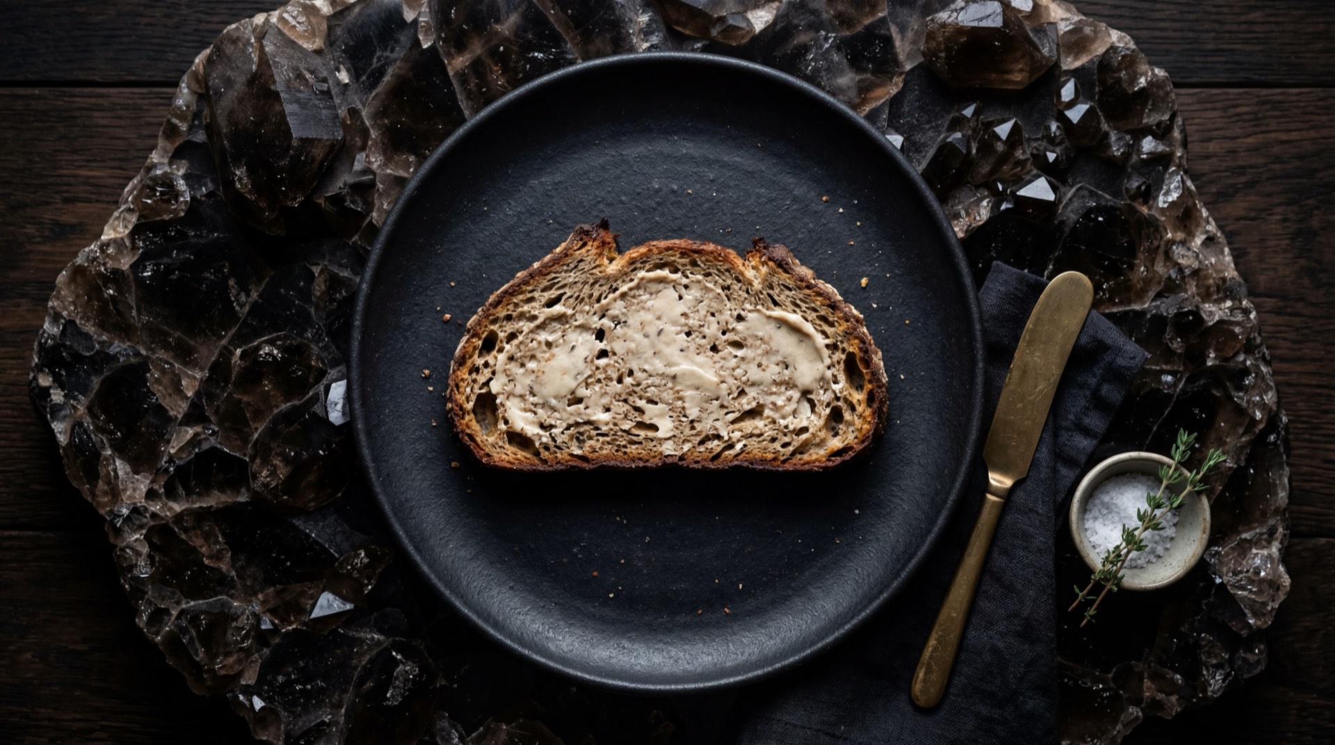 Arepa colombiana version saludable con mantequilla light y queso fresco bajo en grasa sobre plato oscuro