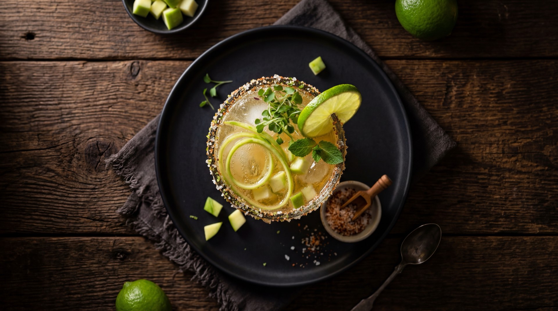 Michelada colombiana version light con cerveza baja en calorias, doble limon verde fresco y medio borde escarchado con sal gruesa