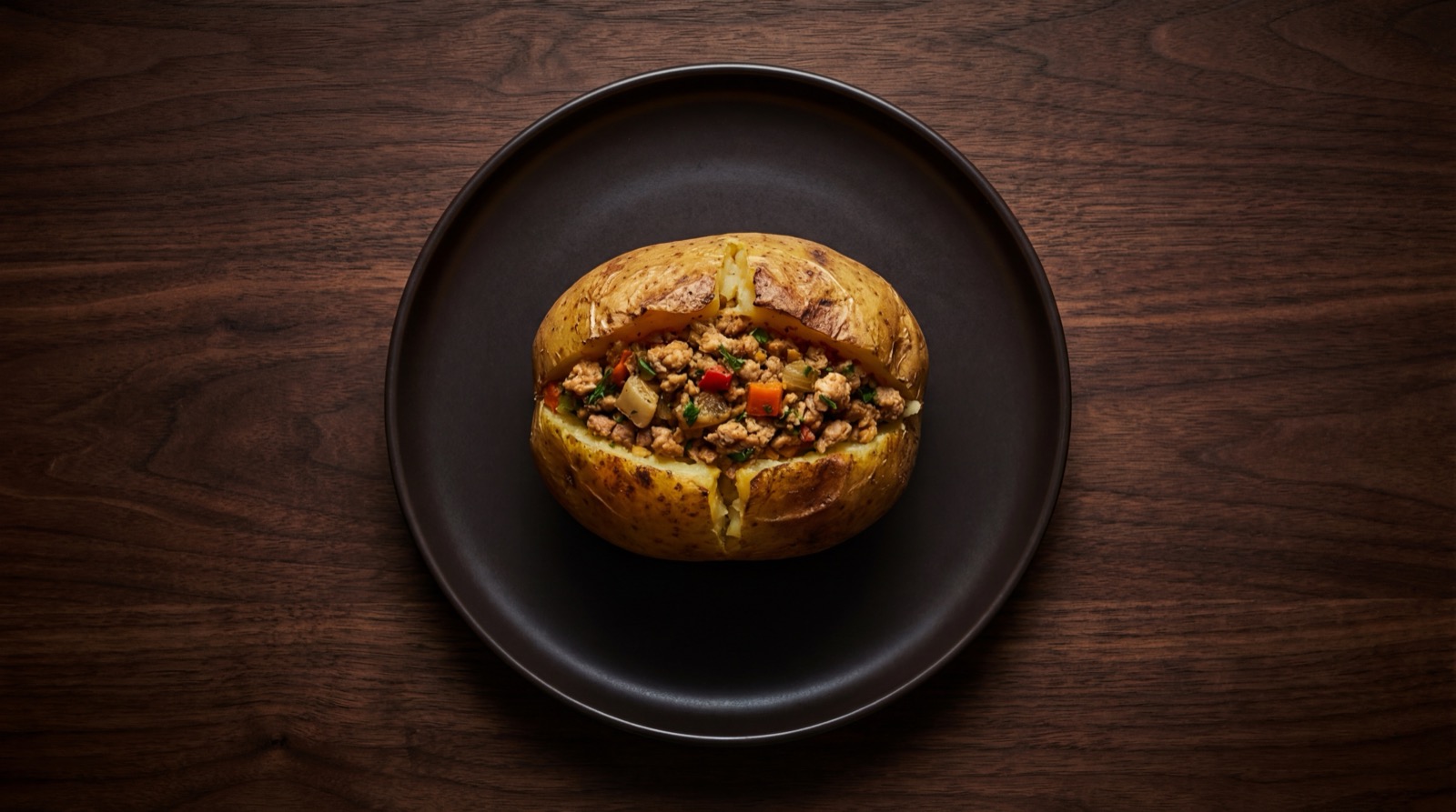 Papa rellena horneada en vez de frita