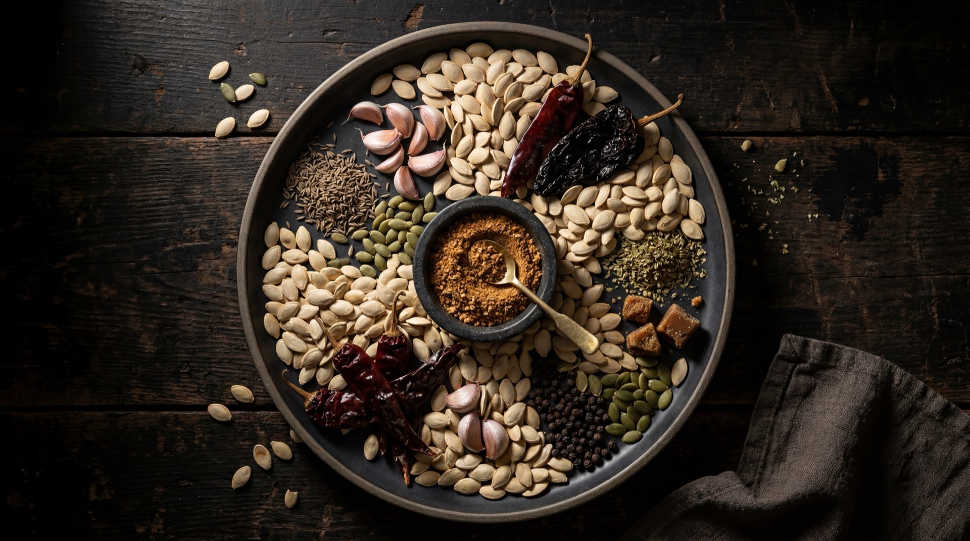 Ingredientes de la pepitoria santandereana: visceras de cabro frescas cortadas, arroz blanco crudo, sangre de cabro coagulada, cebolla larga fresca, ajo fresco machacado, comino molido y pimienta negra molida