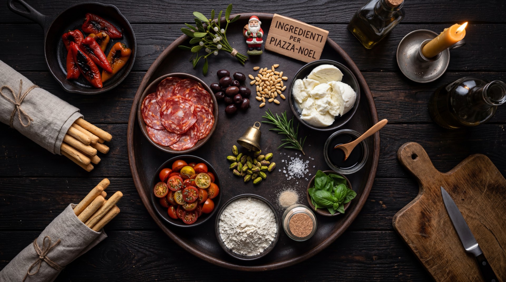 Ingredientes de las galletas Piazza Noel: harina de trigo refinada, cacao en polvo sin azucar, azucar blanca granulada, mantequilla sin sal, crema de leche espesa y chocolate con leche