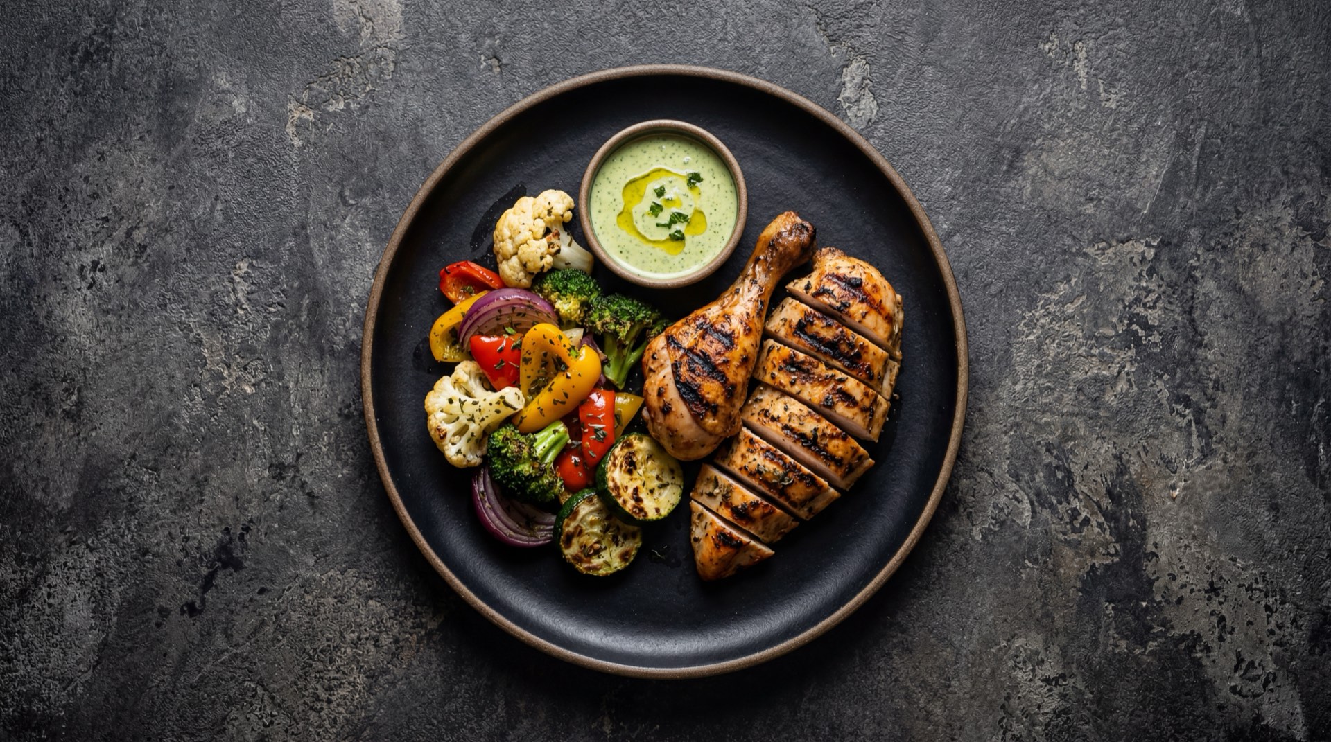 Pollo a la brasa peruano version saludable sin piel, con ensalada verde fresca y papas al horno en vez de fritas