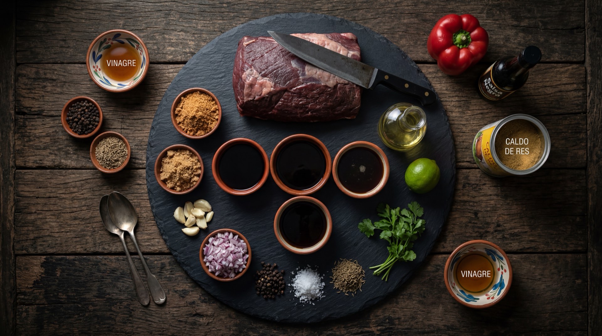 Ingredientes del posta negra cartagenera: masa de maiz blanco precocido, pechuga de pollo fresco desmechado, carne de cerdo fresca en cubos, papa criolla pelada, zanahoria grande en rodajas, arvejas verdes frescas, huevos duros, cebolla larga fresca, ajo fresco, tomate rojo maduro y hojas de platano