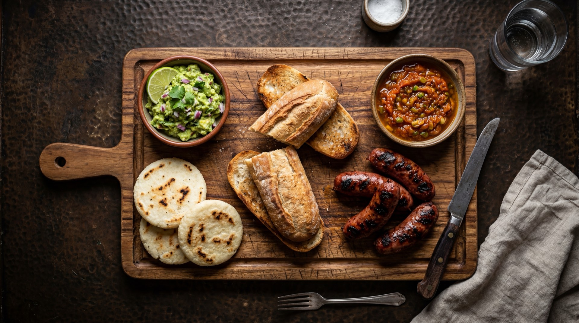 Ingredientes de un choripan con salchicha ranchera Zenu: salchichas rancheras crudas, pan artesanal frances, tomate rojo maduro, cebolla larga fresca, aguacate hass maduro y limon tahiti