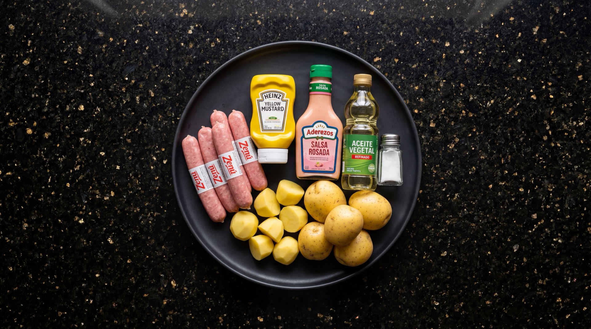 Empaque de salchichas Zenu abierto mostrando las salchichas individuales sobre superficie oscura