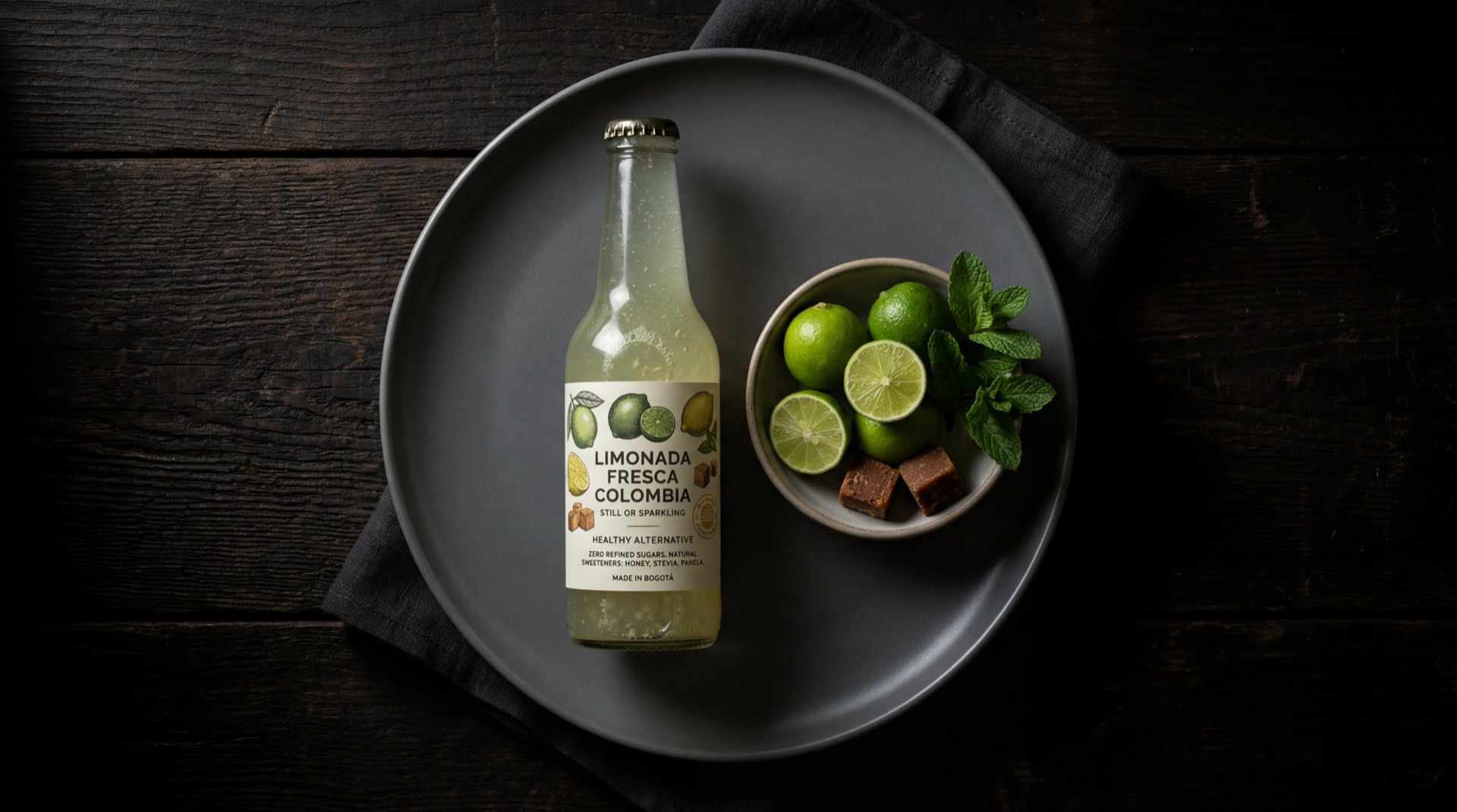 Alternativa saludable a la Seven Up: limonada con gas casera con limon verde fresco colombiano, miel de abejas y agua mineral con gas